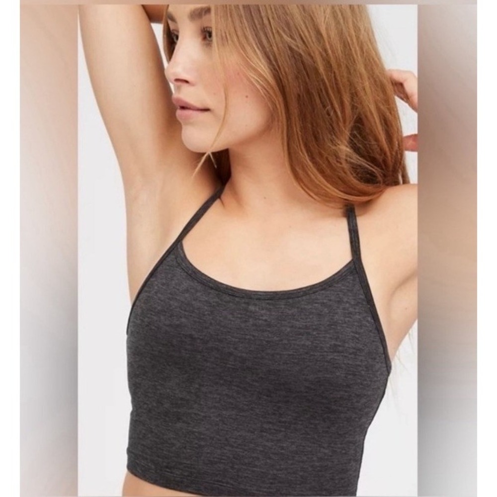Aerie Offline The Hugger Longline Racerback Sports Bra Tank Gray Size Small‎